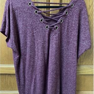 Maurices Heathered Purple Lace-Up Tee